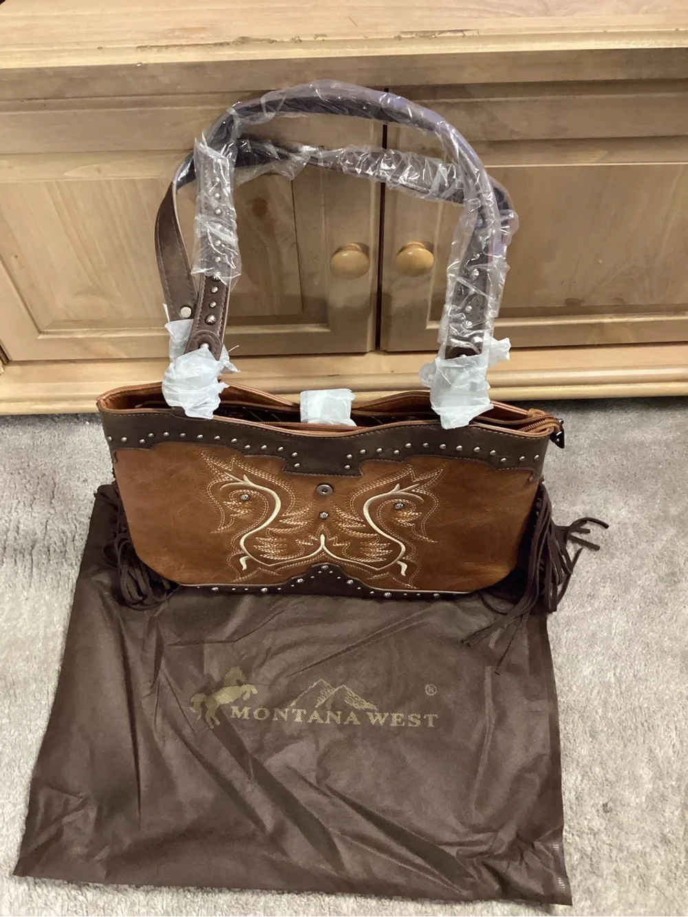 Montana West Brown and Tan Western Fringe Shoulder Bag
